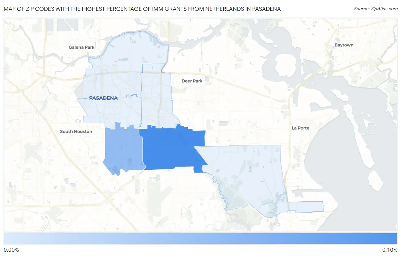 Zip Codes with the Highest Percentage of Immigrants from Netherlands in Pasadena Map