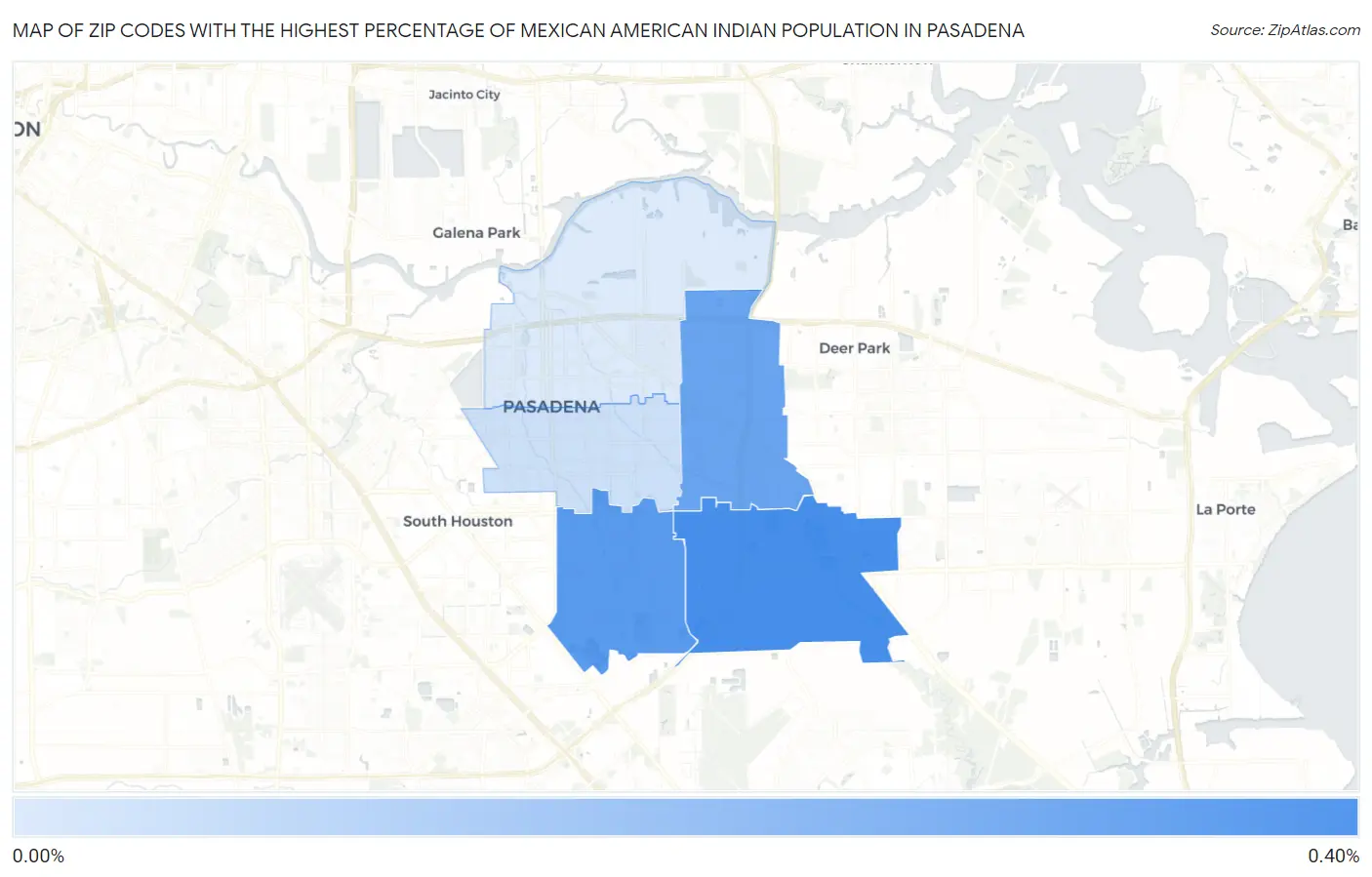 Zip Codes with the Highest Percentage of Mexican American Indian Population in Pasadena Map
