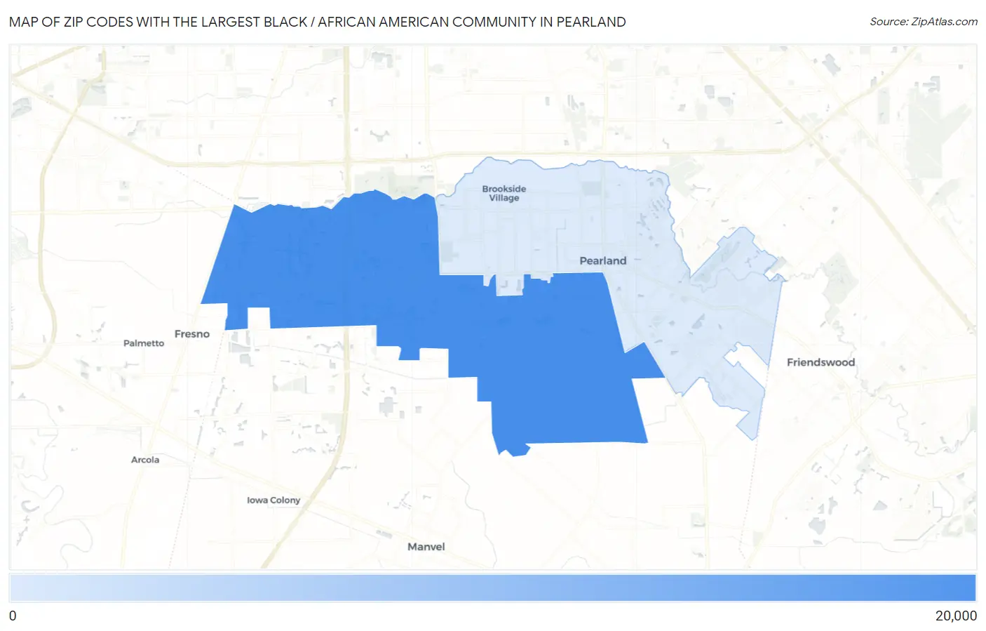 Zip Codes with the Largest Black / African American Community in Pearland Map
