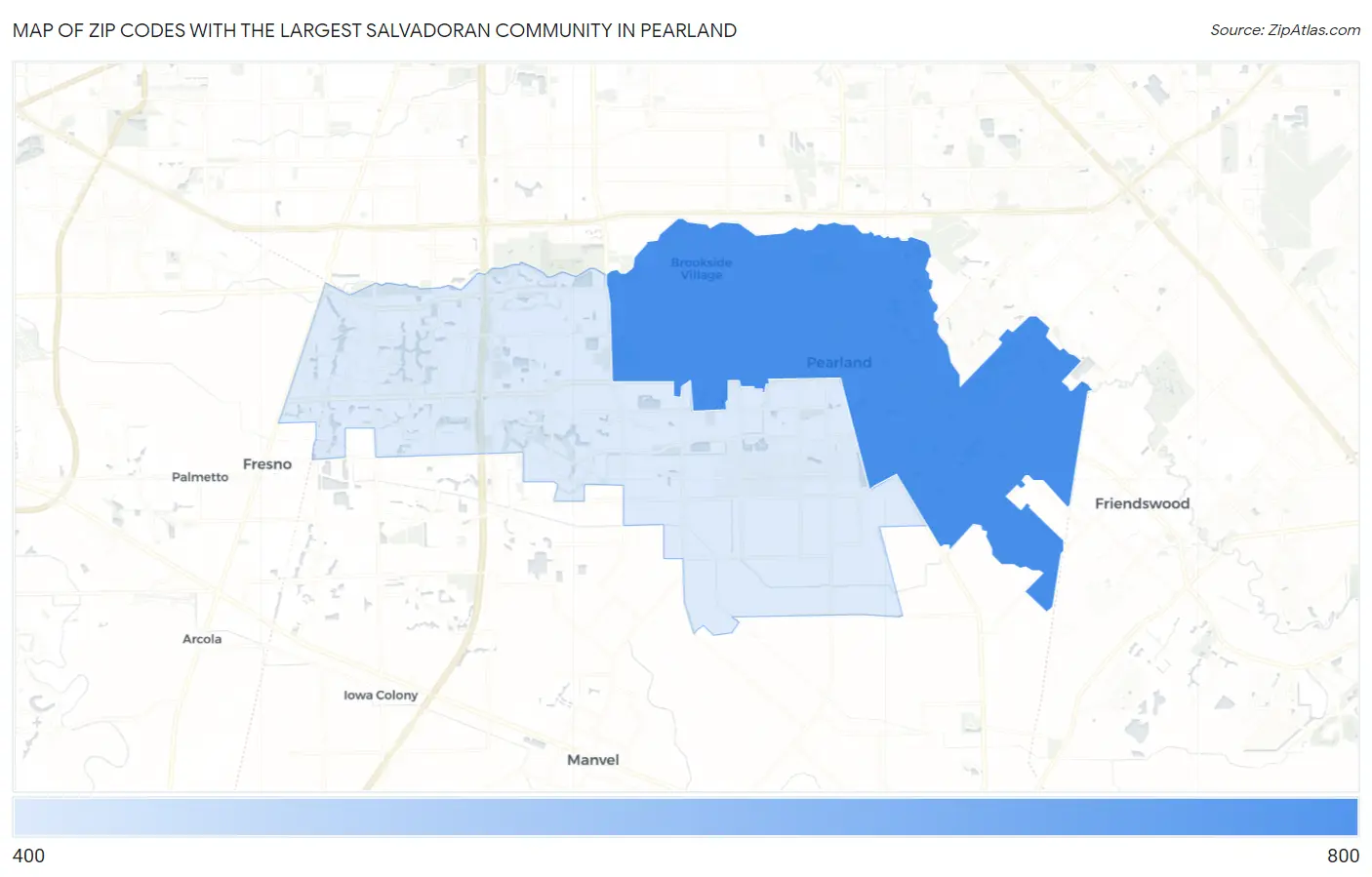 Zip Codes with the Largest Salvadoran Community in Pearland Map
