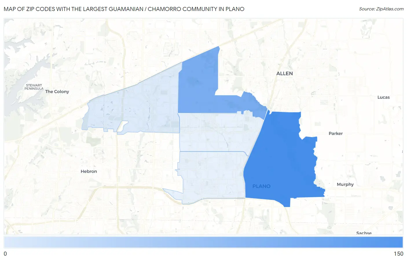 Zip Codes with the Largest Guamanian / Chamorro Community in Plano Map