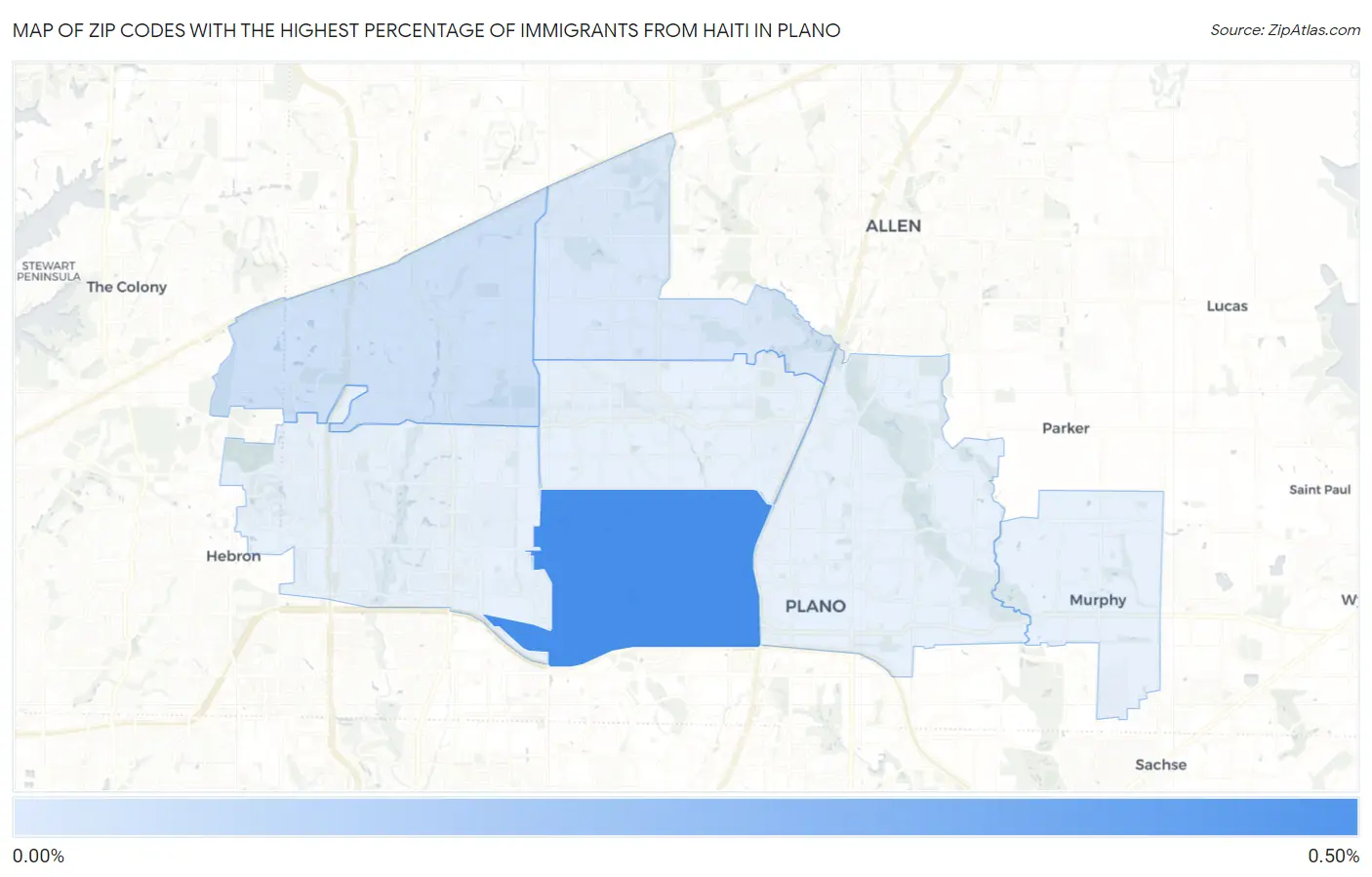 Zip Codes with the Highest Percentage of Immigrants from Haiti in Plano Map