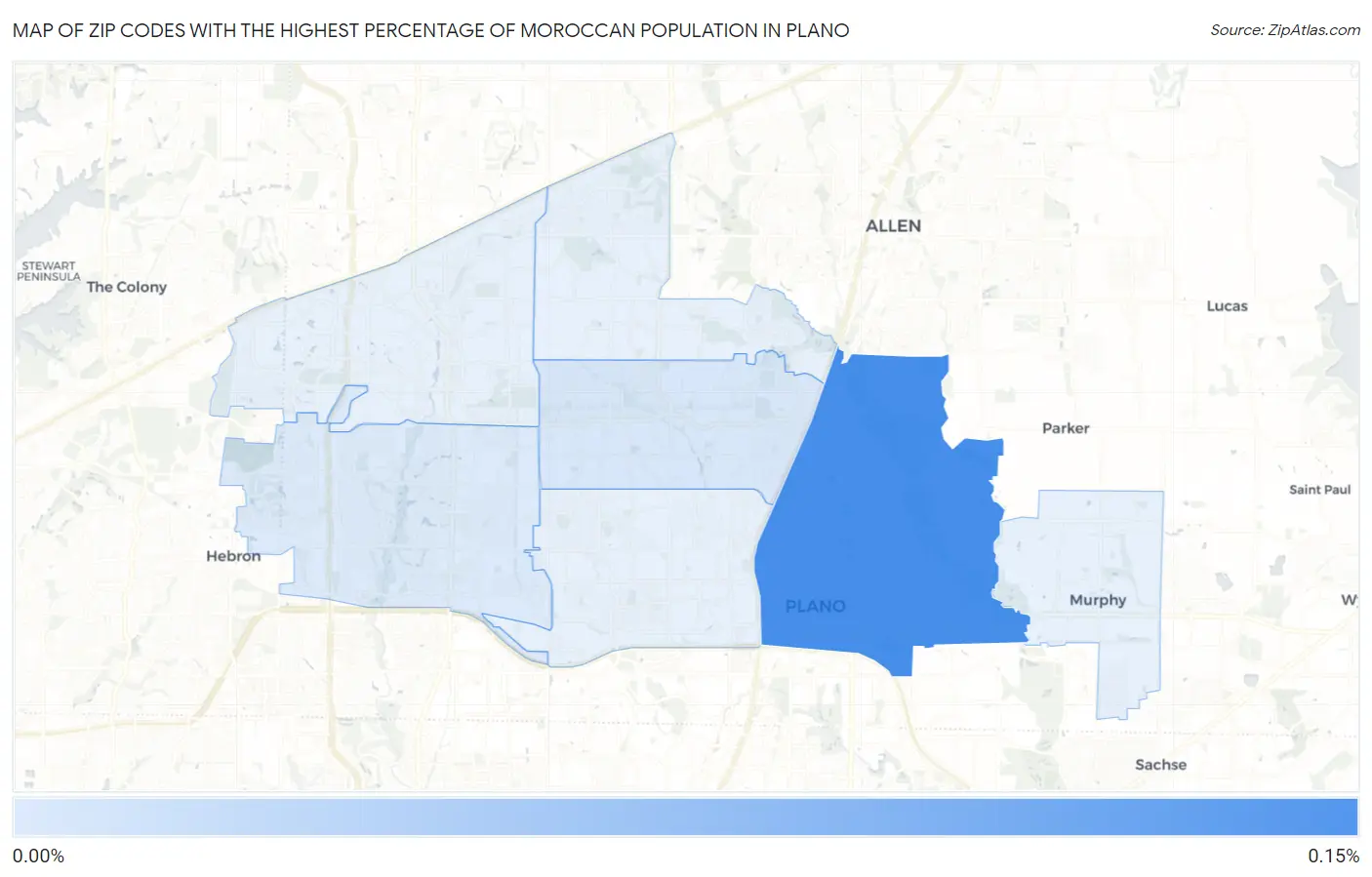 Zip Codes with the Highest Percentage of Moroccan Population in Plano Map