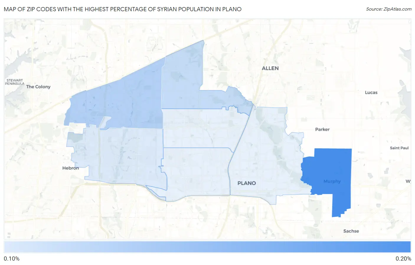 Zip Codes with the Highest Percentage of Syrian Population in Plano Map