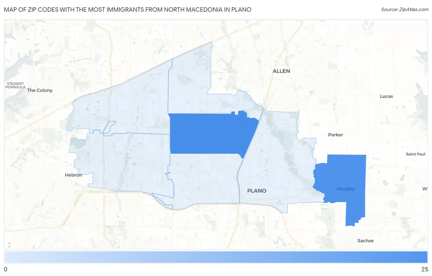 Zip Codes with the Most Immigrants from North Macedonia in Plano Map