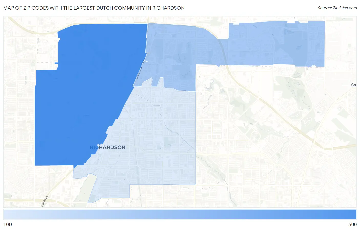 Zip Codes with the Largest Dutch Community in Richardson Map