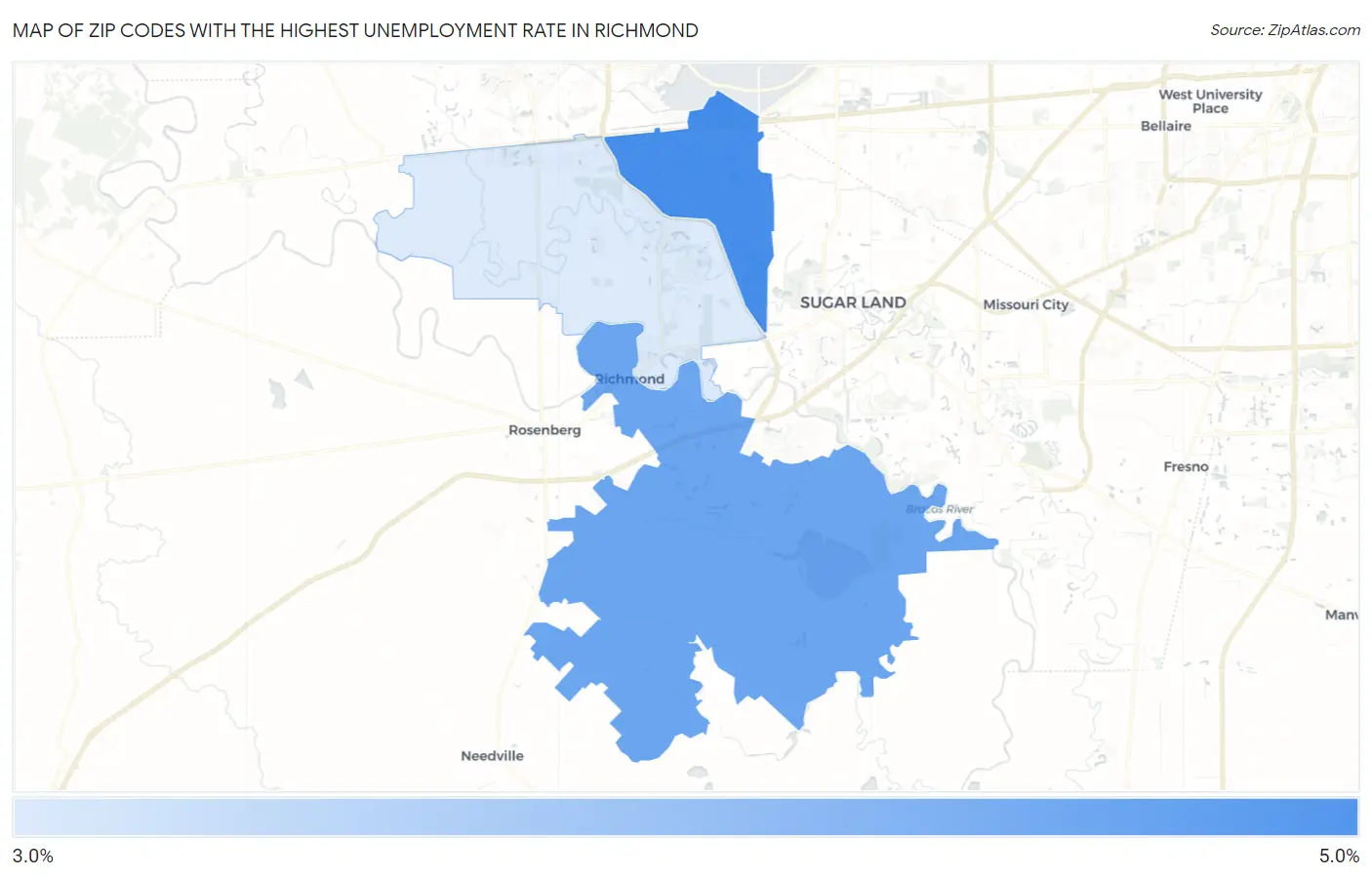 Zip Codes with the Highest Unemployment Rate in Richmond Map
