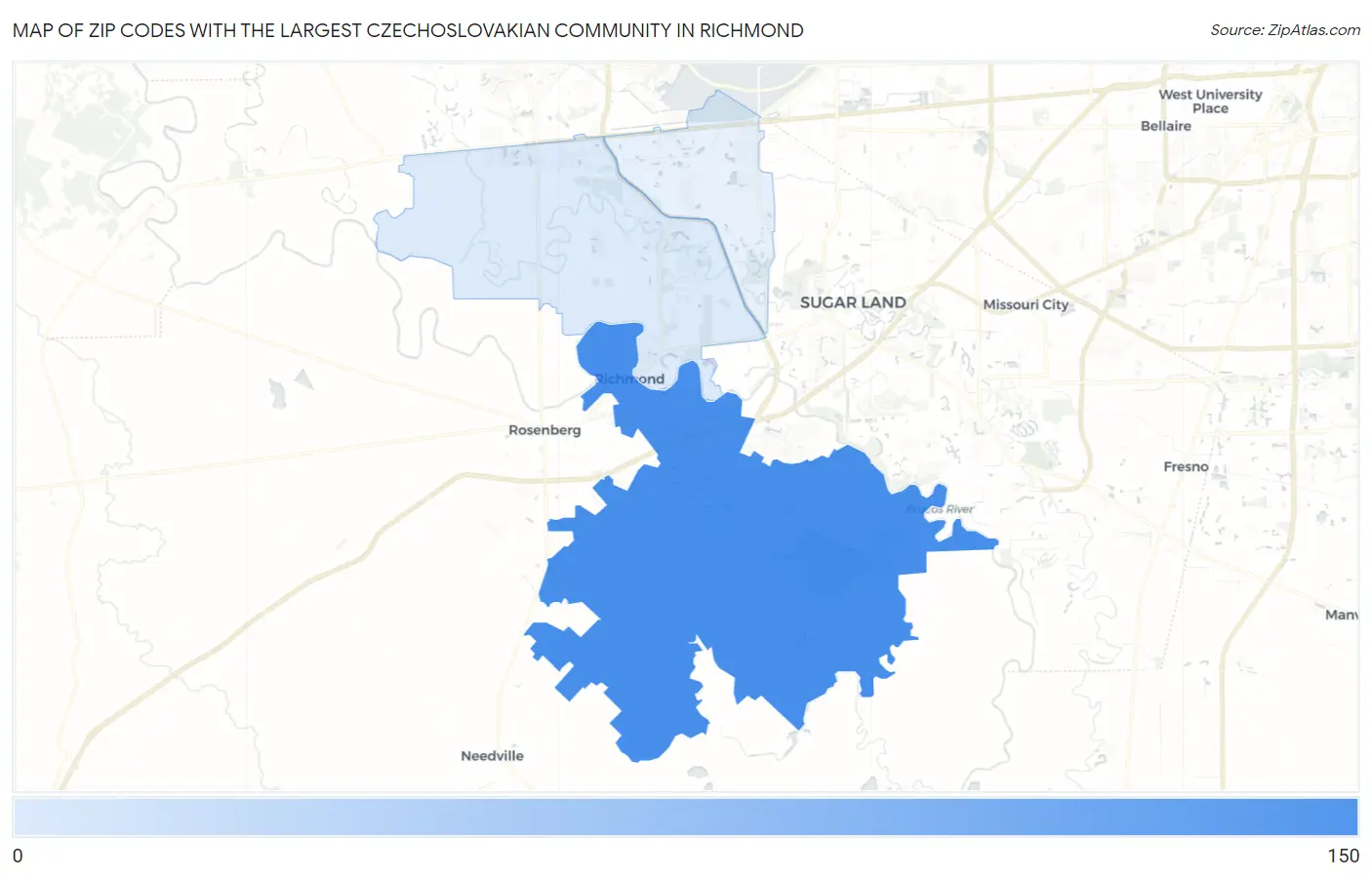 Zip Codes with the Largest Czechoslovakian Community in Richmond Map