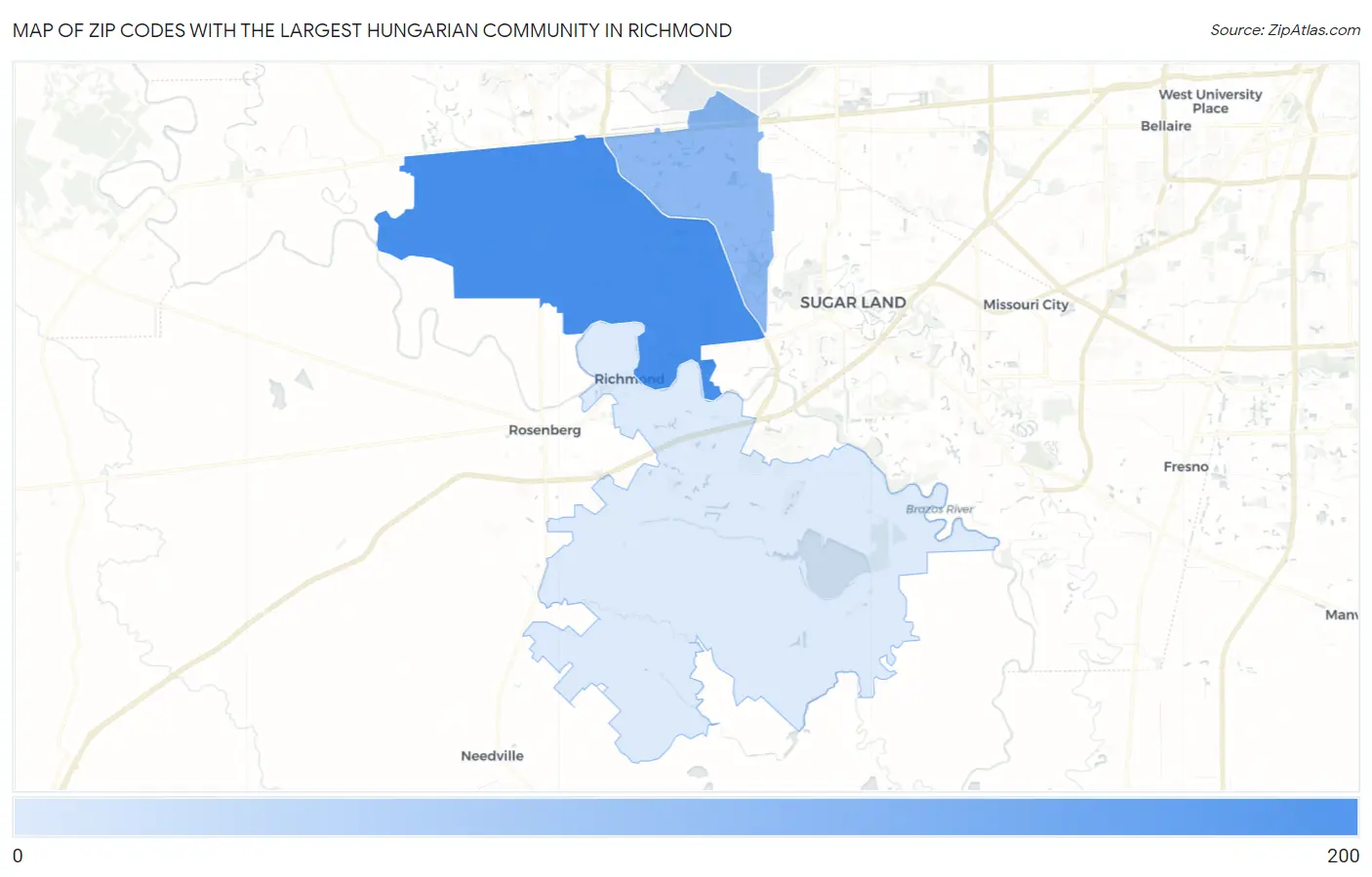 Zip Codes with the Largest Hungarian Community in Richmond Map