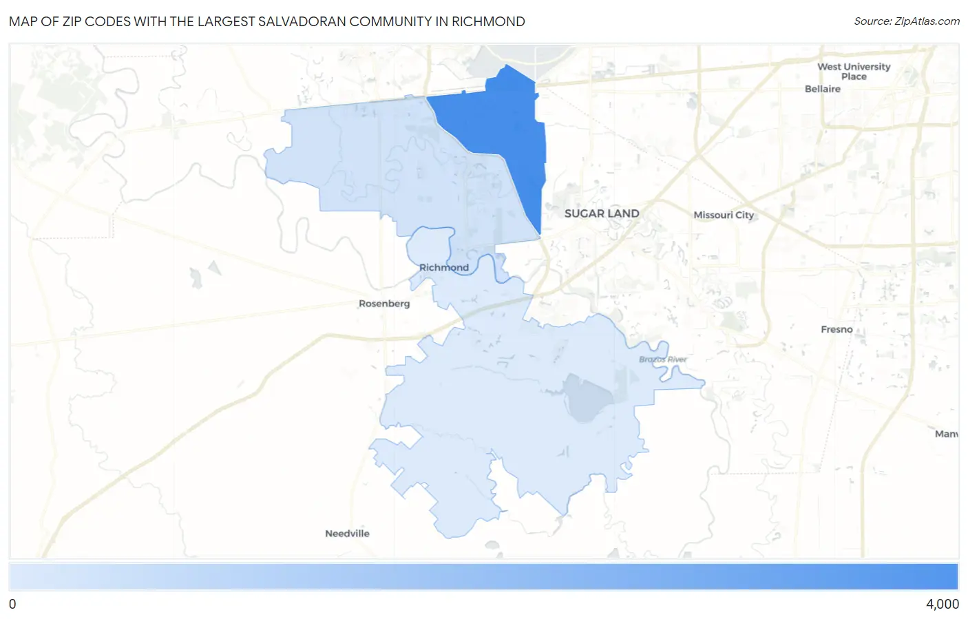 Zip Codes with the Largest Salvadoran Community in Richmond Map