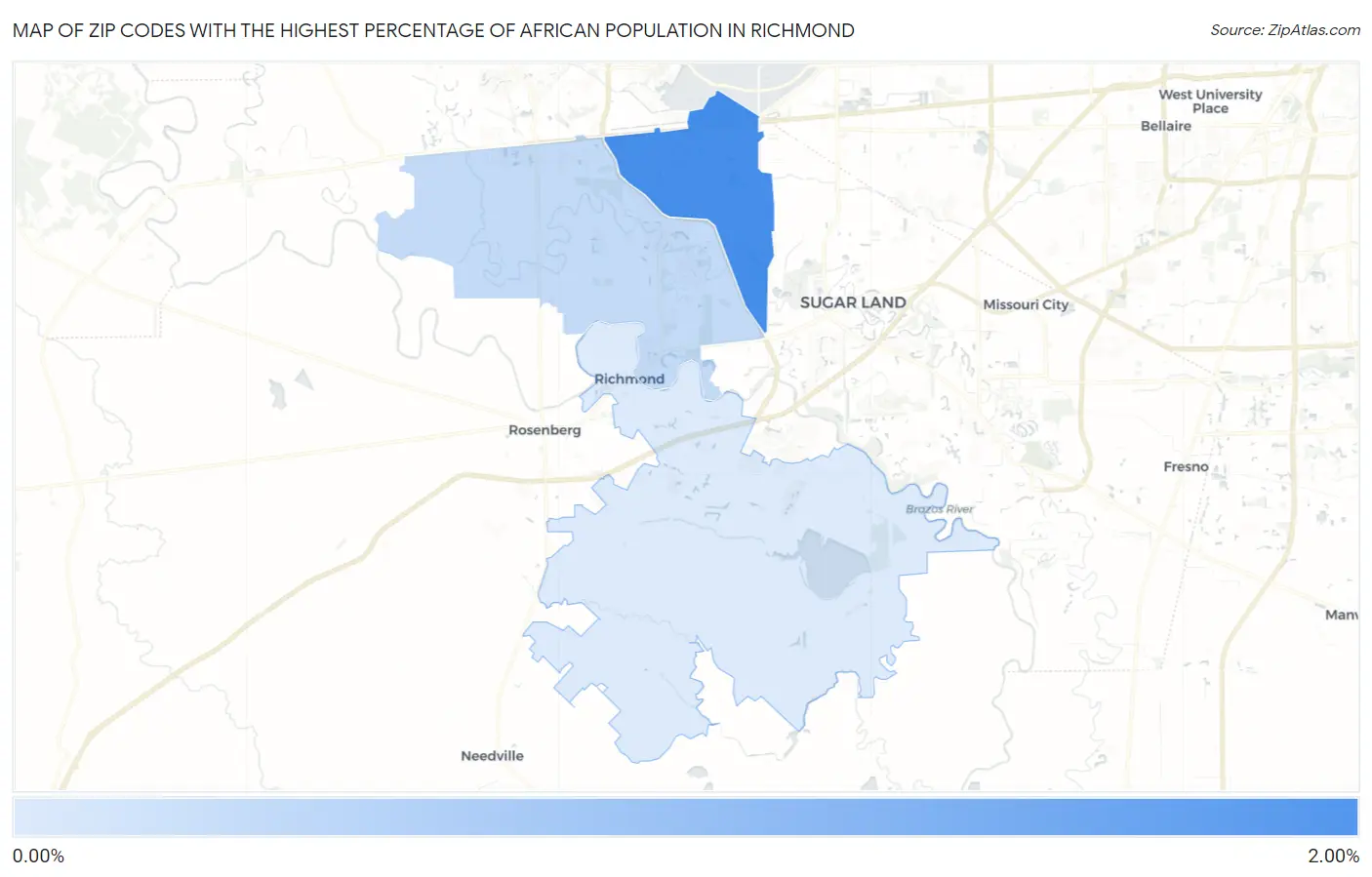 Zip Codes with the Highest Percentage of African Population in Richmond Map