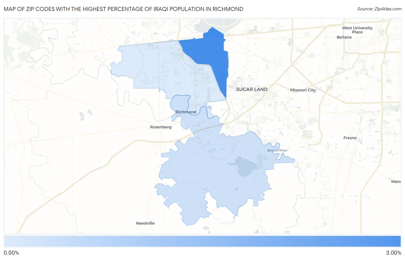 Zip Codes with the Highest Percentage of Iraqi Population in Richmond Map