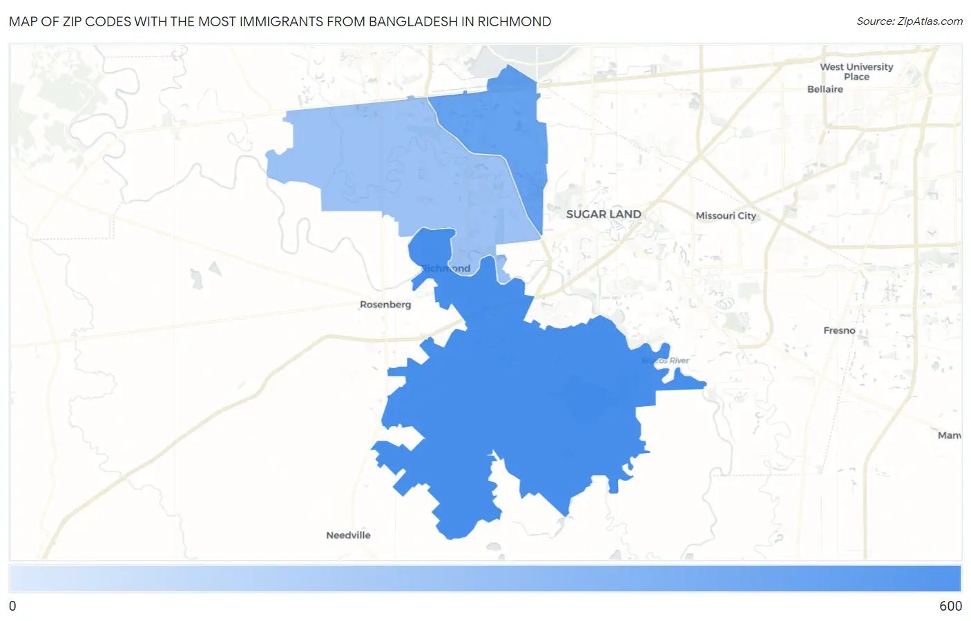 Zip Codes with the Most Immigrants from Bangladesh in Richmond Map
