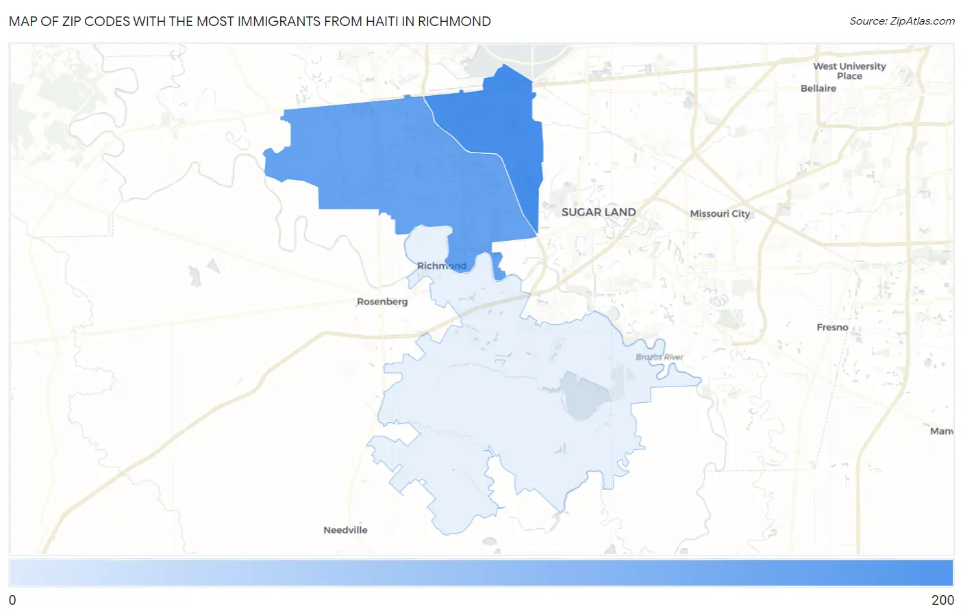 Zip Codes with the Most Immigrants from Haiti in Richmond Map