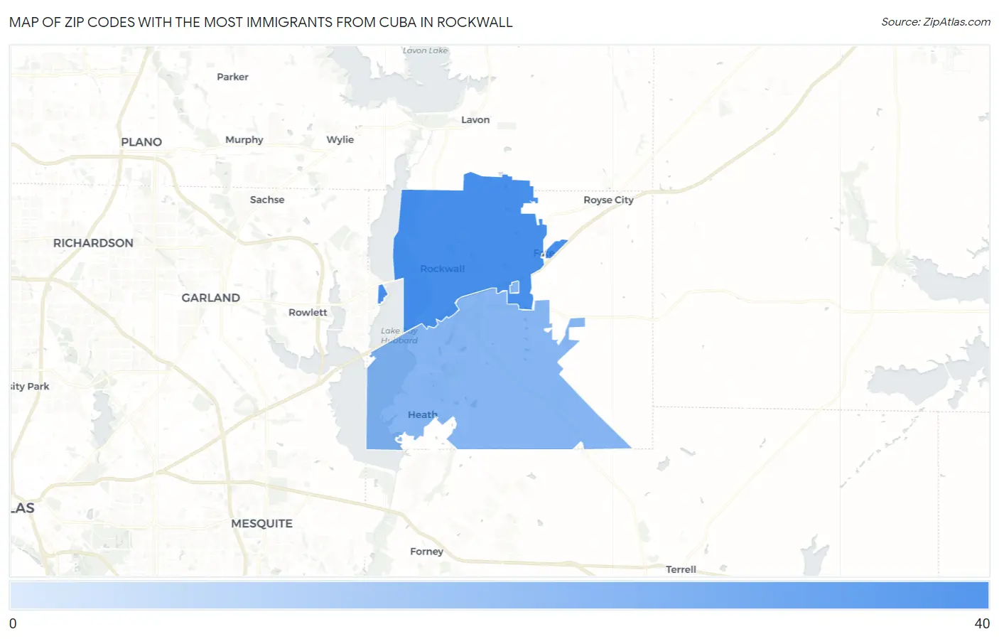 Zip Codes with the Most Immigrants from Cuba in Rockwall Map