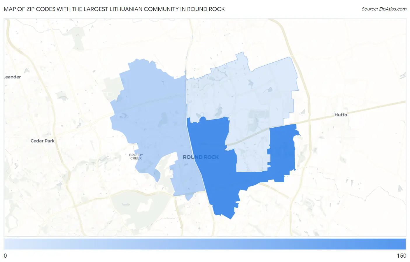 Zip Codes with the Largest Lithuanian Community in Round Rock Map