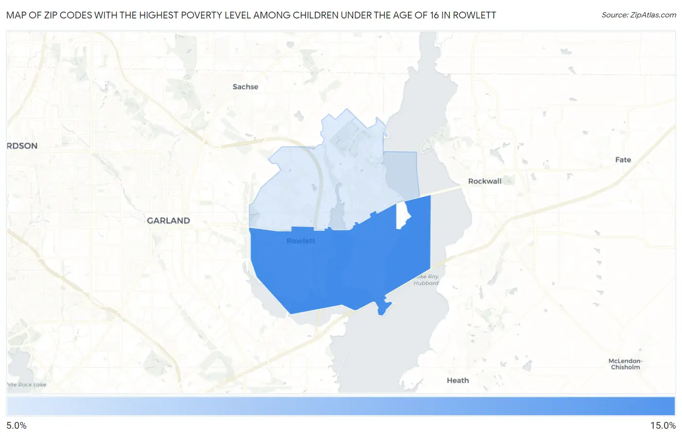 Zip Codes with the Highest Poverty Level Among Children Under the Age of 16 in Rowlett Map
