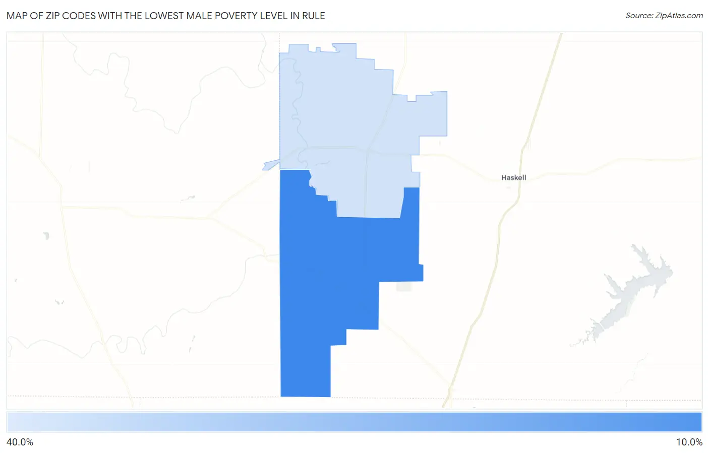 Zip Codes with the Lowest Male Poverty Level in Rule Map