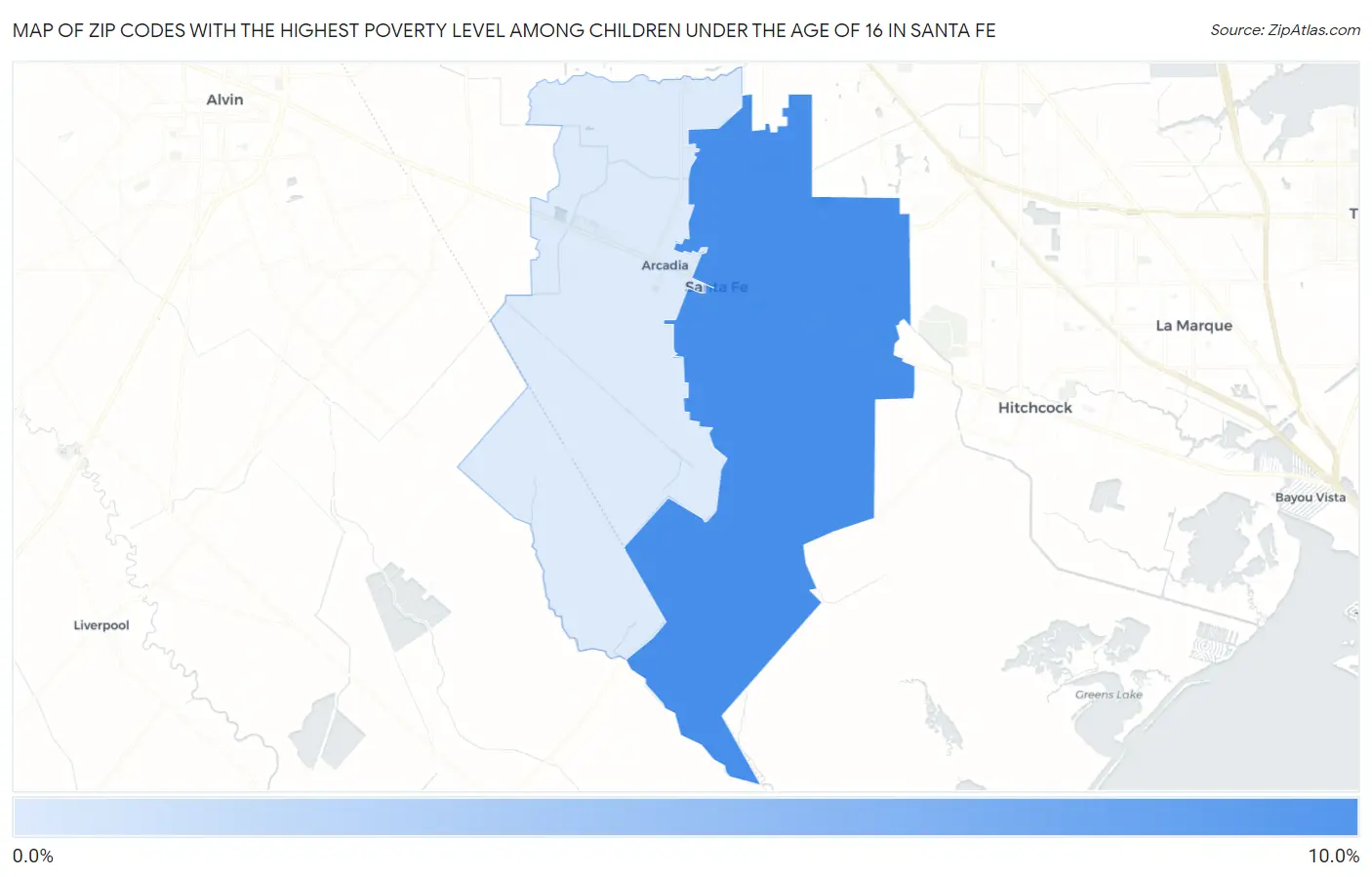 Zip Codes with the Highest Poverty Level Among Children Under the Age of 16 in Santa Fe Map