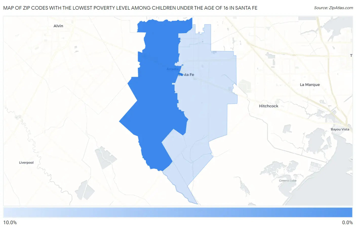 Zip Codes with the Lowest Poverty Level Among Children Under the Age of 16 in Santa Fe Map