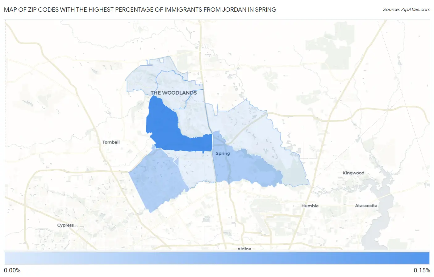 Zip Codes with the Highest Percentage of Immigrants from Jordan in Spring Map