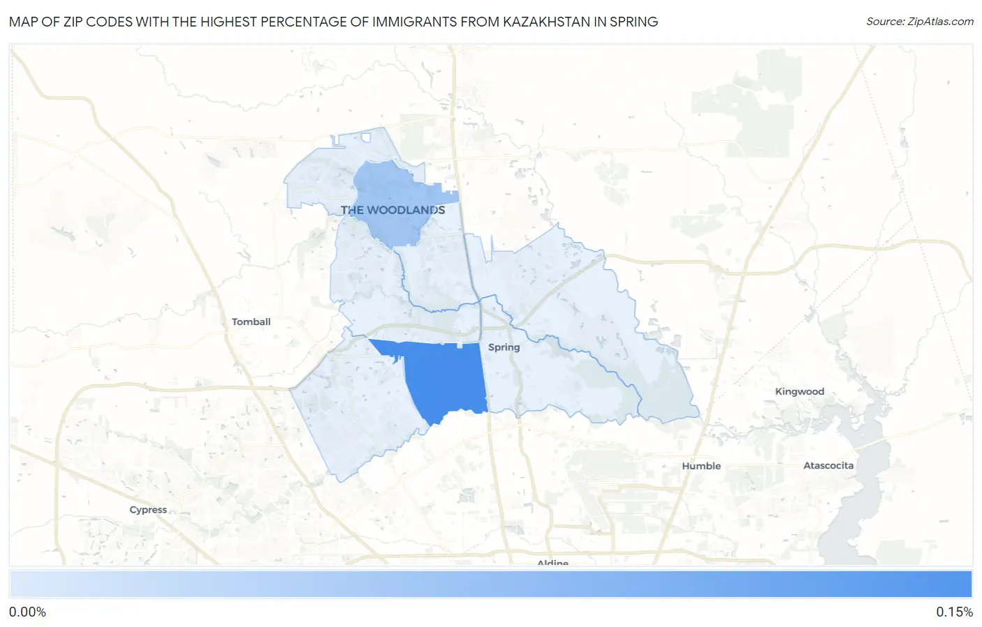 Zip Codes with the Highest Percentage of Immigrants from Kazakhstan in Spring Map