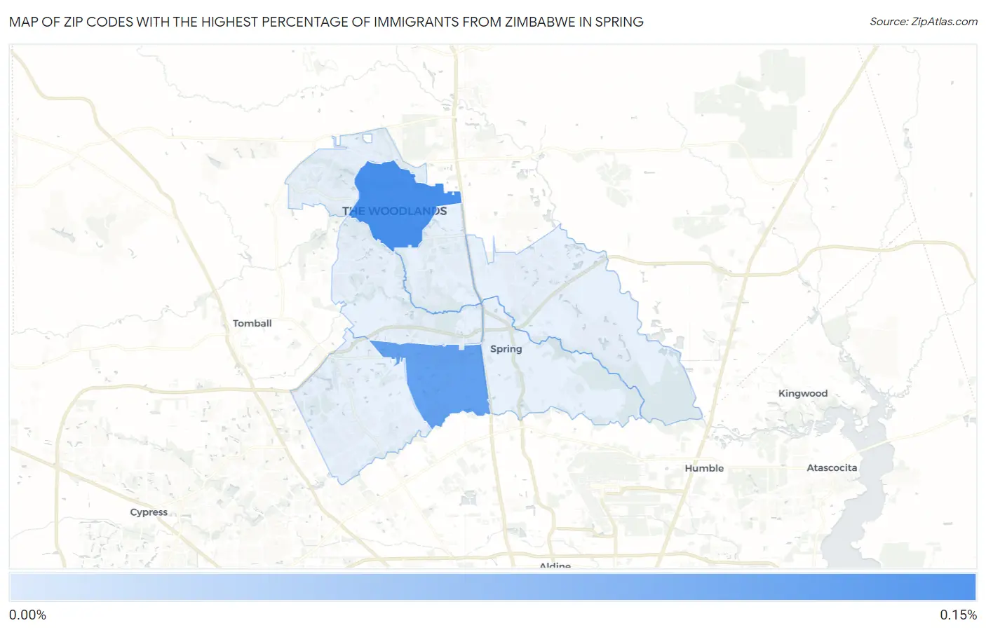Zip Codes with the Highest Percentage of Immigrants from Zimbabwe in Spring Map