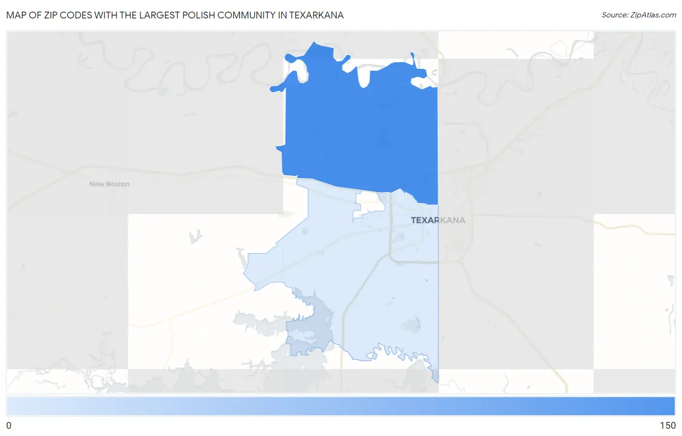 Zip Codes with the Largest Polish Community in Texarkana Map