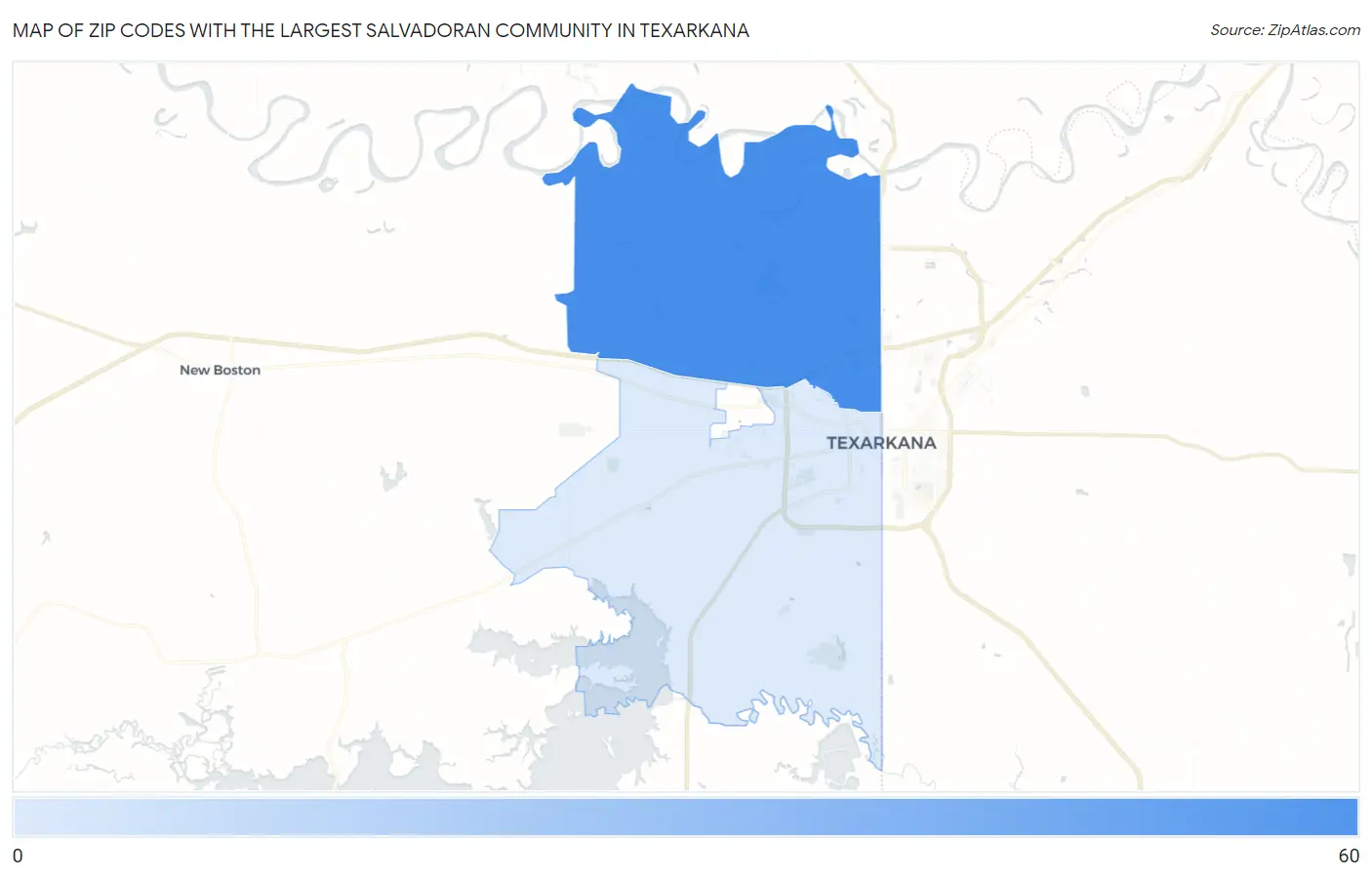 Zip Codes with the Largest Salvadoran Community in Texarkana Map