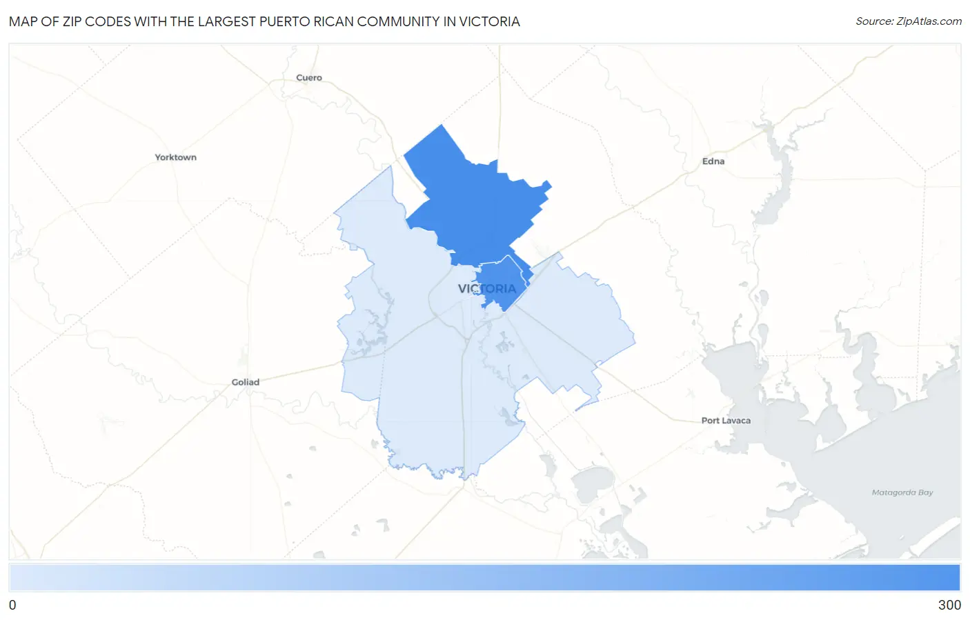 Zip Codes with the Largest Puerto Rican Community in Victoria Map