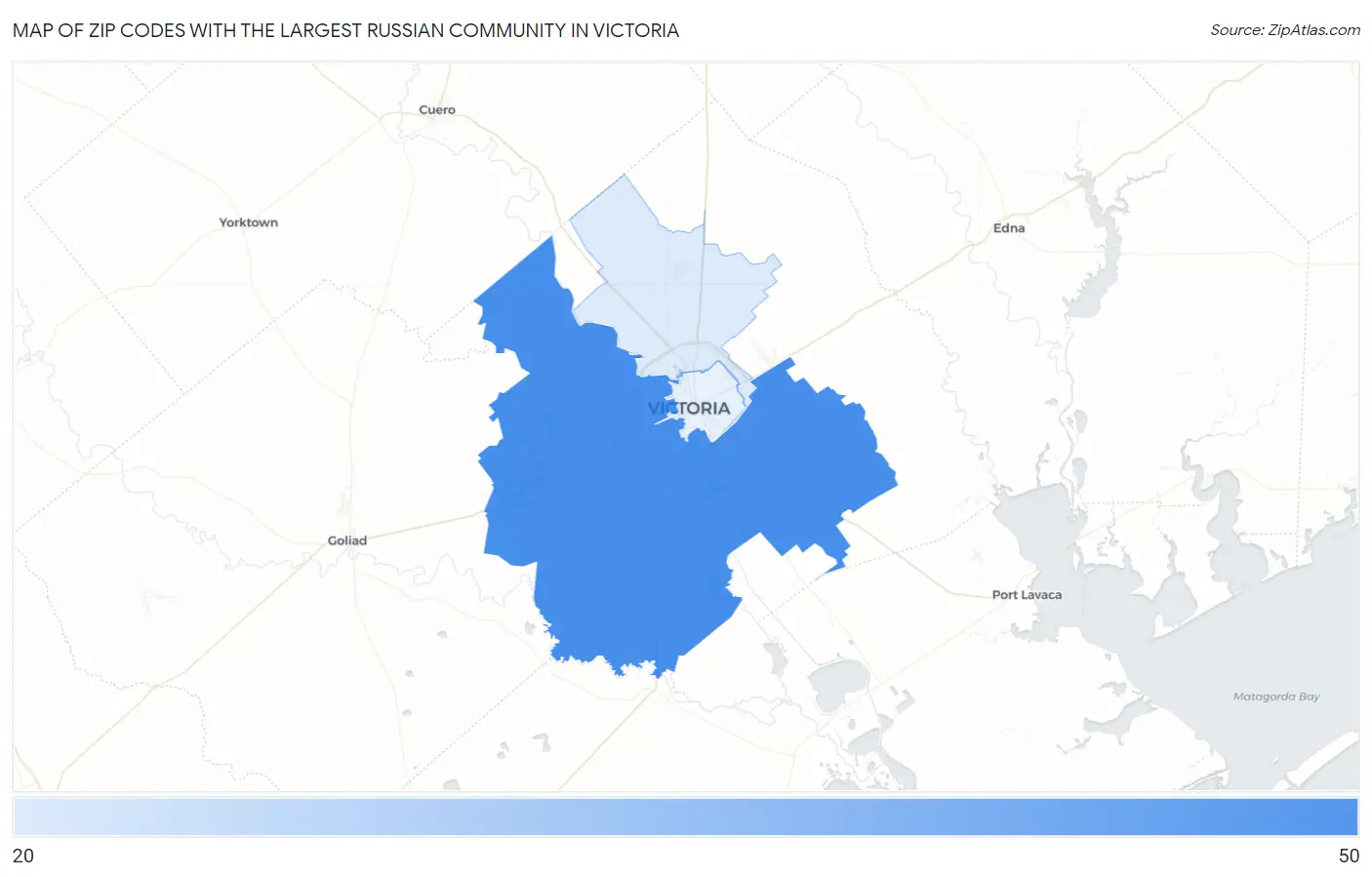 Zip Codes with the Largest Russian Community in Victoria Map