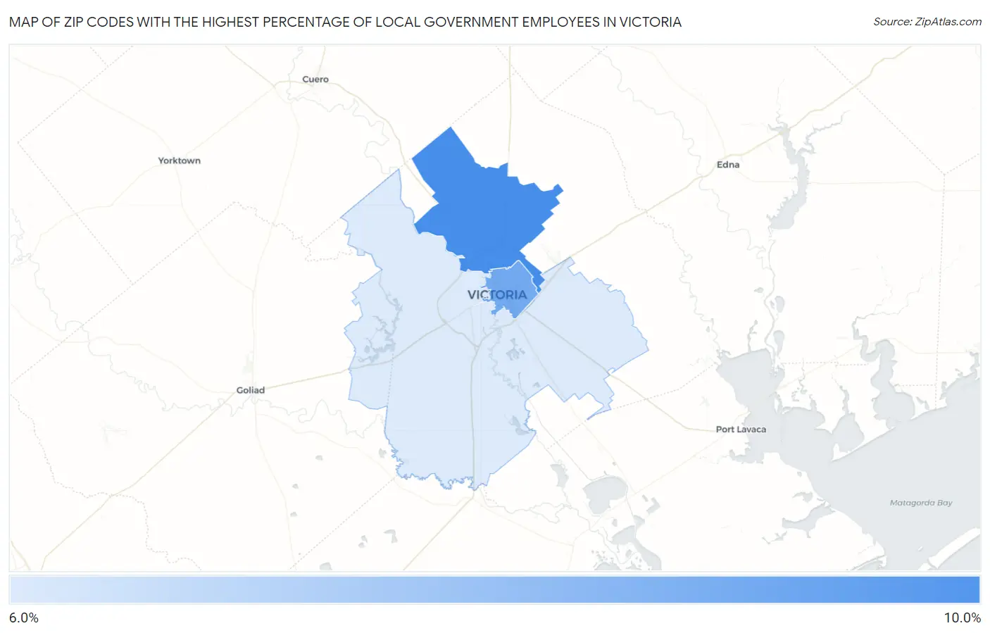 Zip Codes with the Highest Percentage of Local Government Employees in Victoria Map