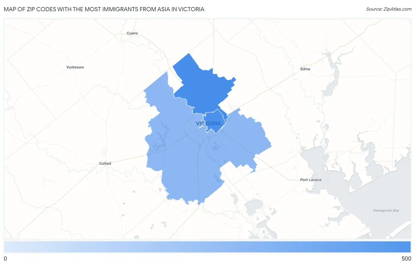 Zip Codes with the Most Immigrants from Asia in Victoria Map