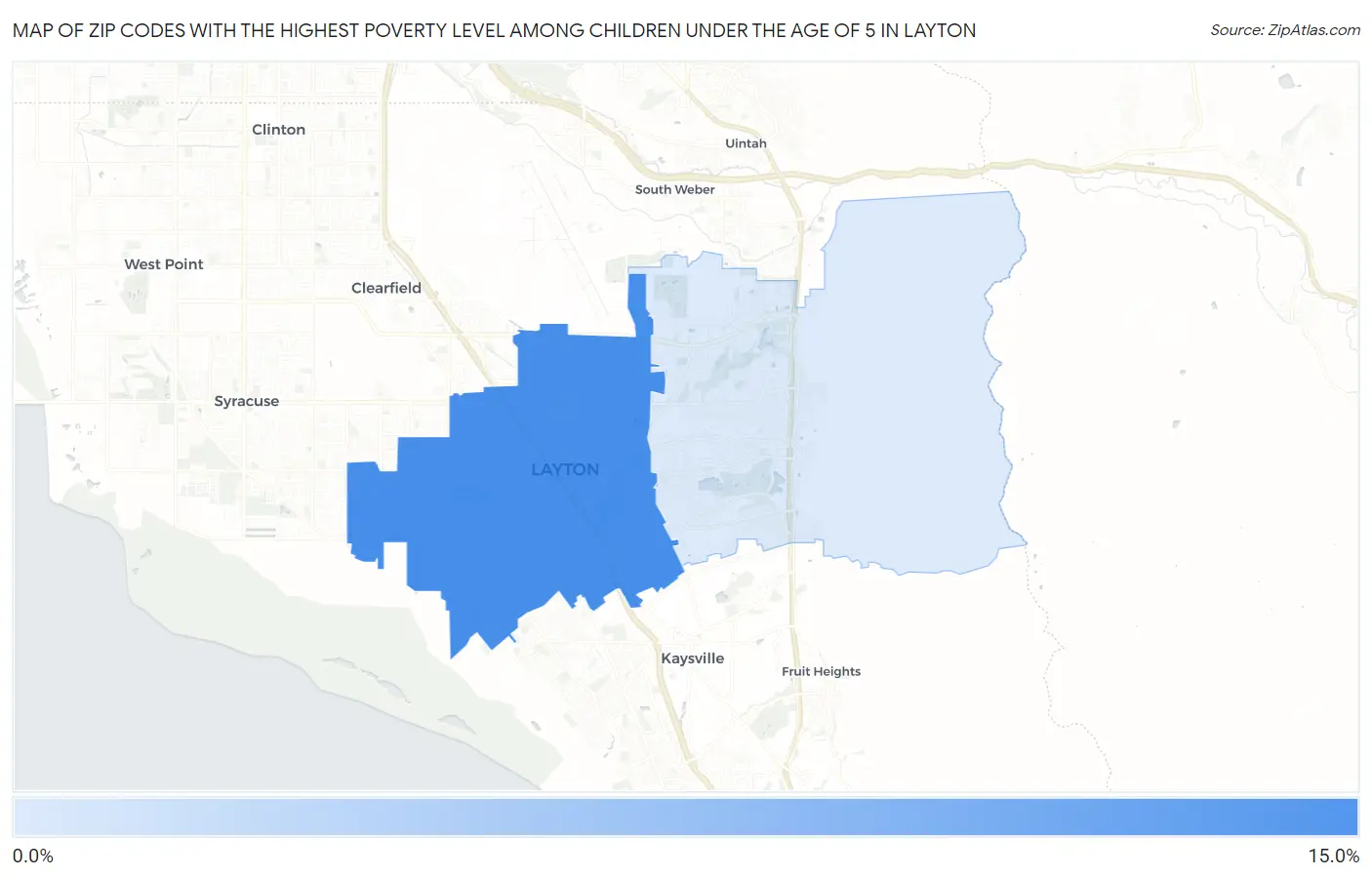 Zip Codes with the Highest Poverty Level Among Children Under the Age of 5 in Layton Map