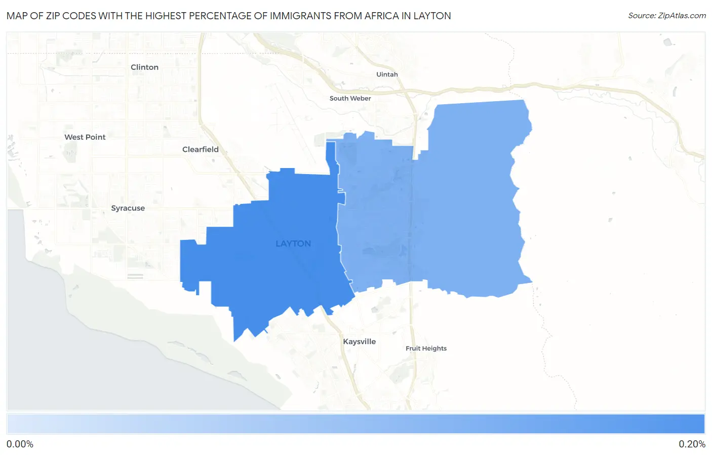 Zip Codes with the Highest Percentage of Immigrants from Africa in Layton Map