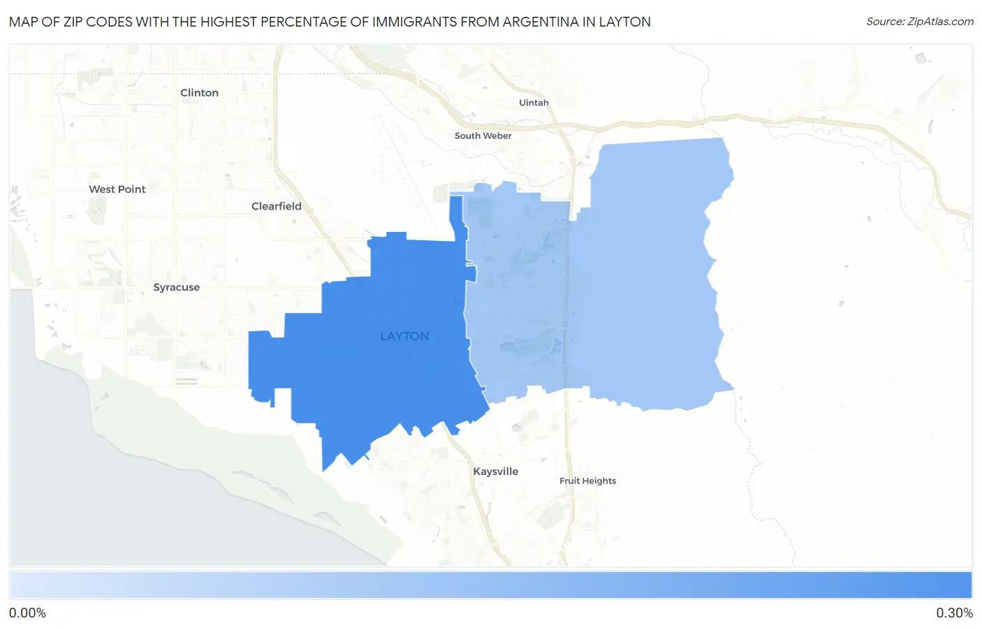 Zip Codes with the Highest Percentage of Immigrants from Argentina in Layton Map