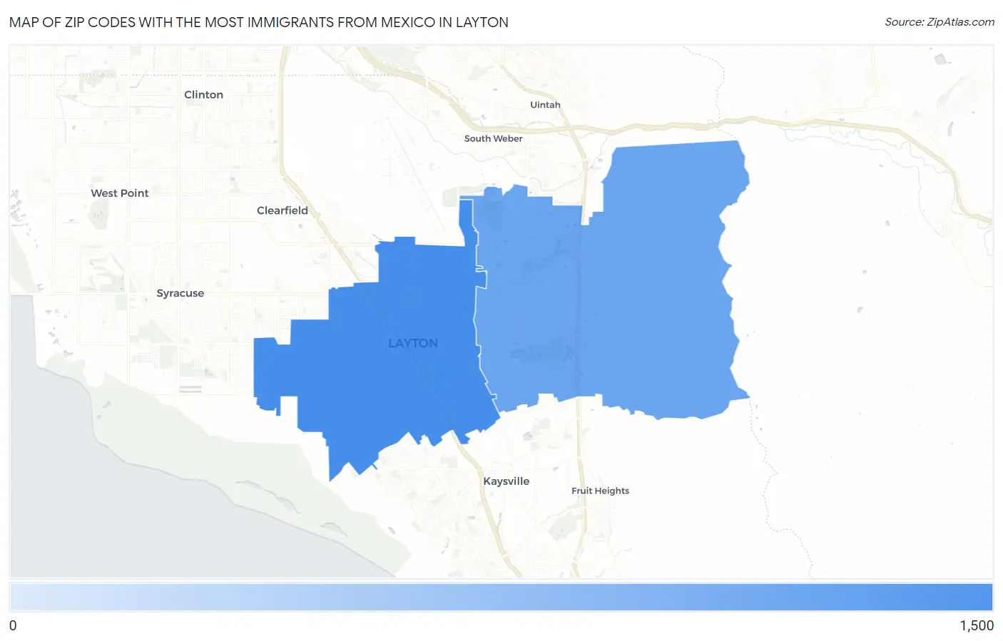 Zip Codes with the Most Immigrants from Mexico in Layton Map