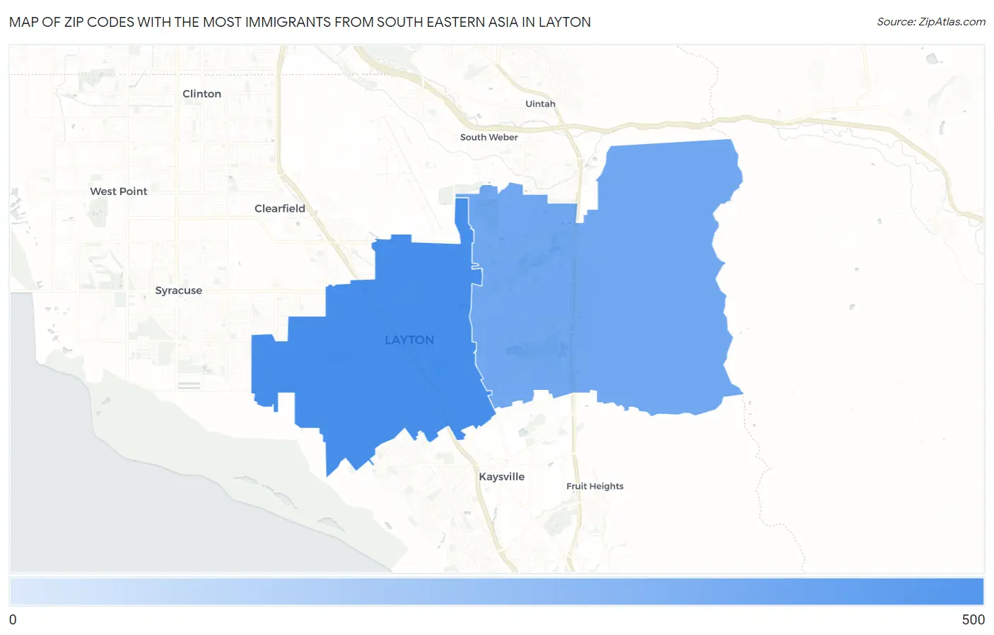 Zip Codes with the Most Immigrants from South Eastern Asia in Layton Map