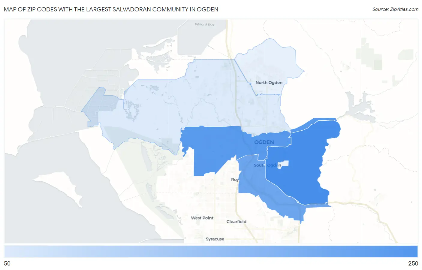 Zip Codes with the Largest Salvadoran Community in Ogden Map