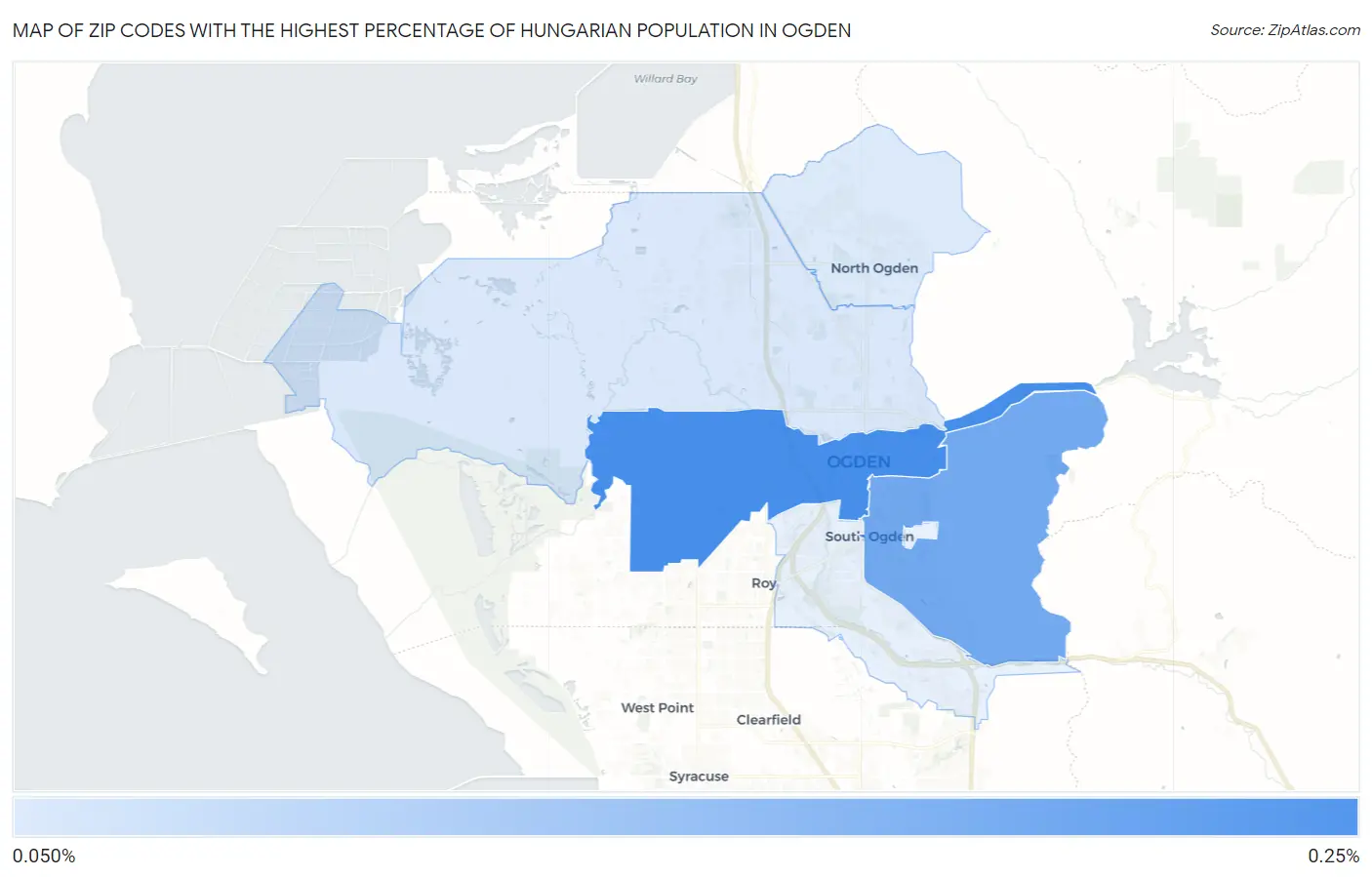 Zip Codes with the Highest Percentage of Hungarian Population in Ogden Map