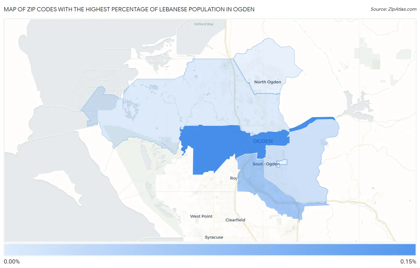 Zip Codes with the Highest Percentage of Lebanese Population in Ogden Map
