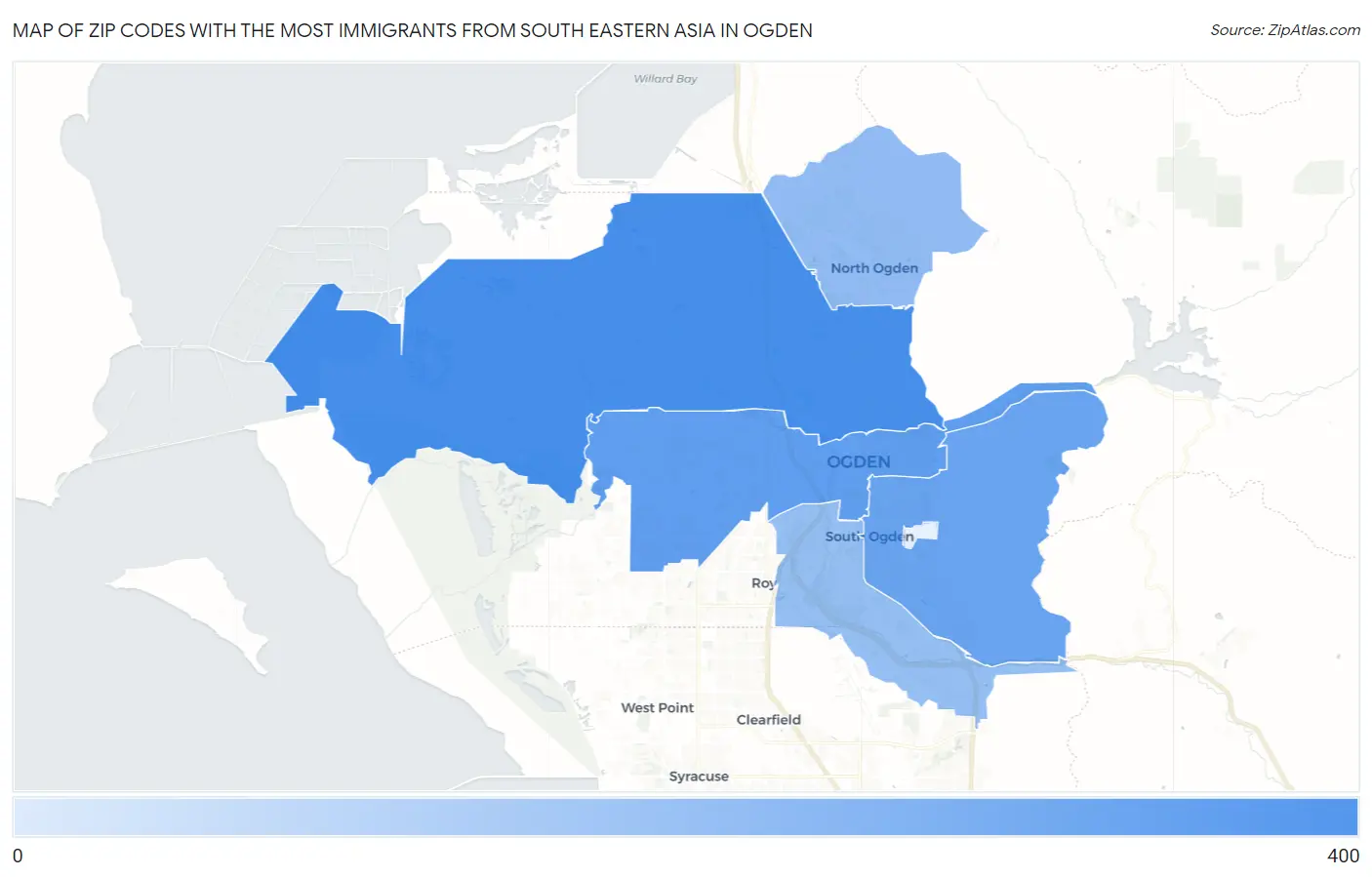 Zip Codes with the Most Immigrants from South Eastern Asia in Ogden Map