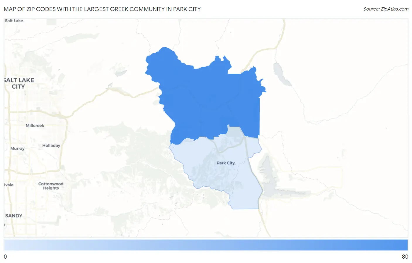 Zip Codes with the Largest Greek Community in Park City Map