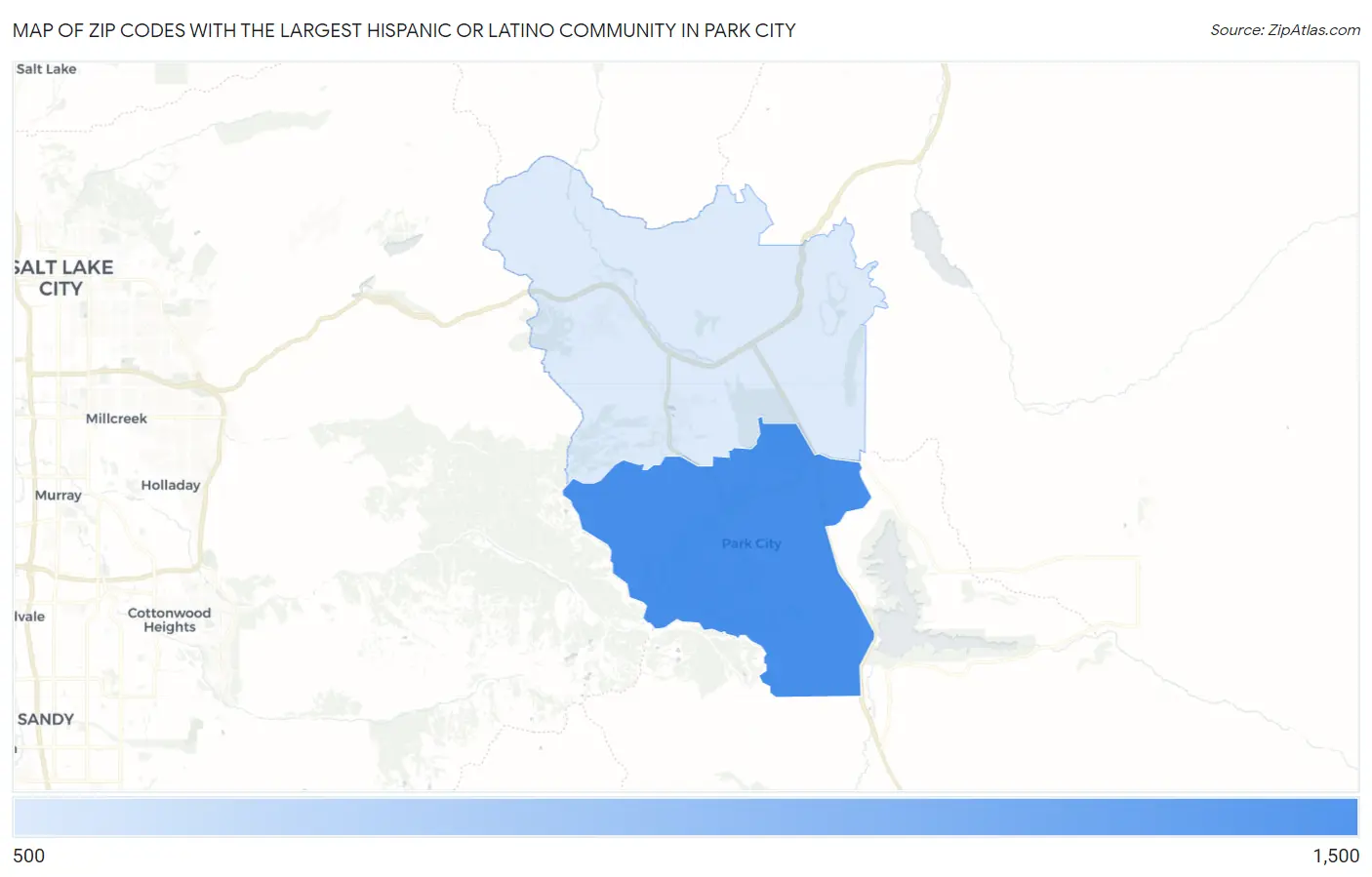 Zip Codes with the Largest Hispanic or Latino Community in Park City Map