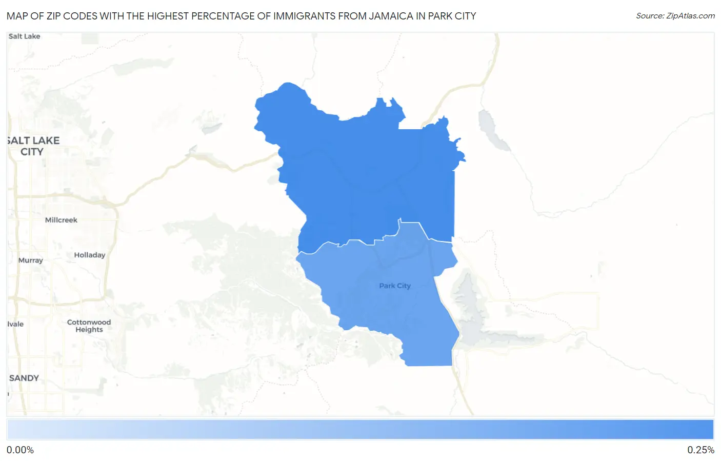 Zip Codes with the Highest Percentage of Immigrants from Jamaica in Park City Map