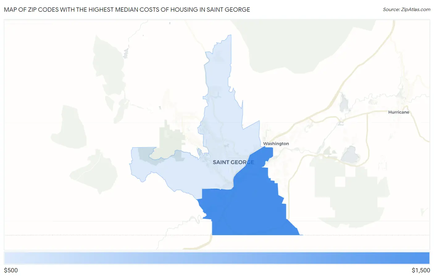 Zip Codes with the Highest Median Costs of Housing in Saint George Map