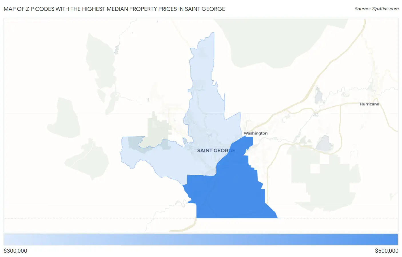 Zip Codes with the Highest Median Property Prices in Saint George Map