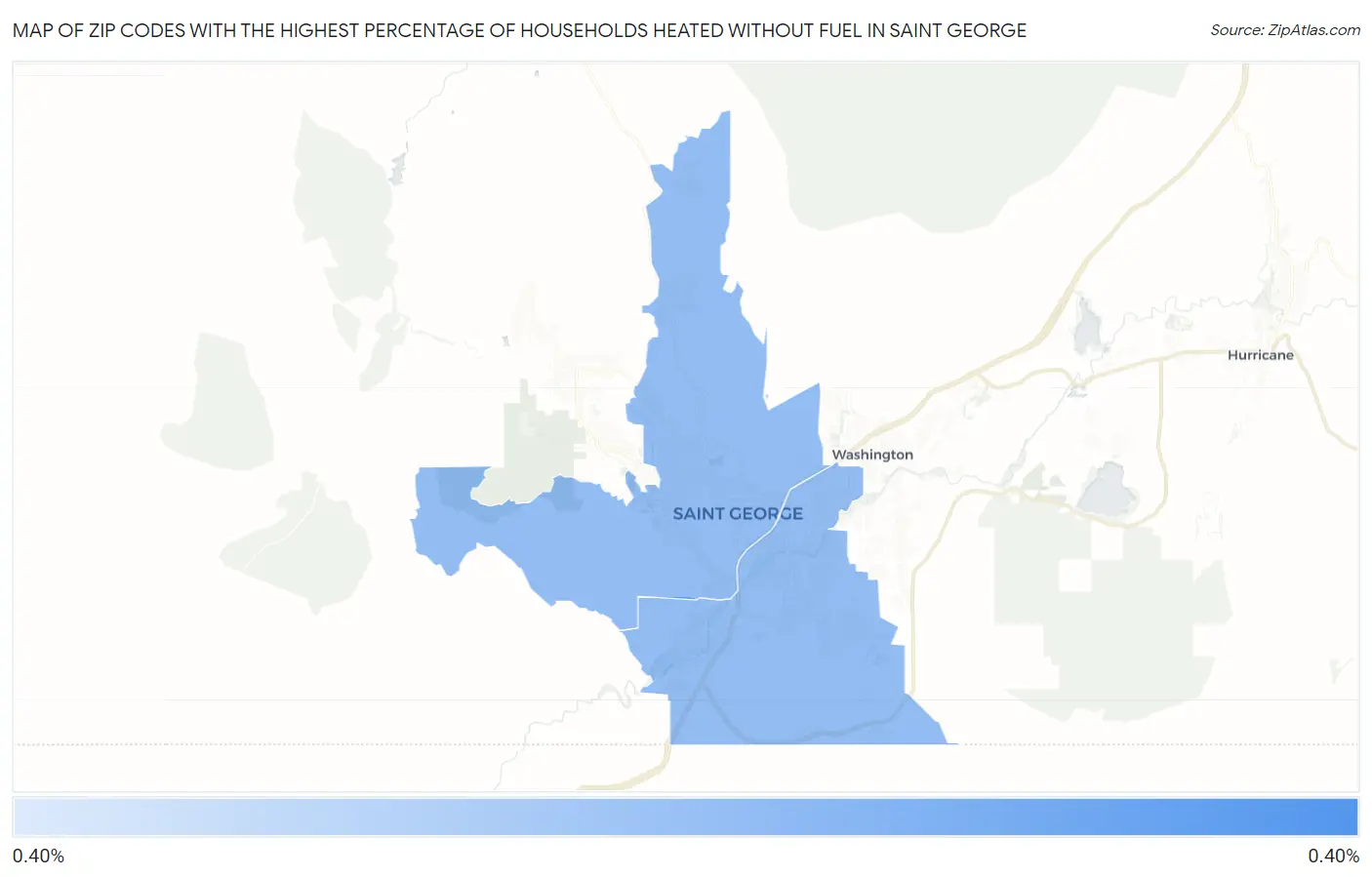 Zip Codes with the Highest Percentage of Households Heated without Fuel in Saint George Map