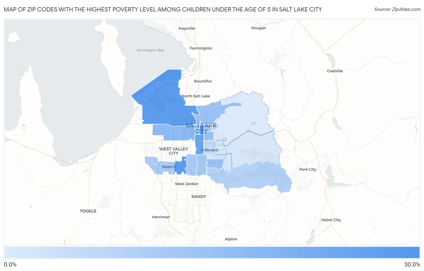 Zip Codes with the Highest Poverty Level Among Children Under the Age of 5 in Salt Lake City Map