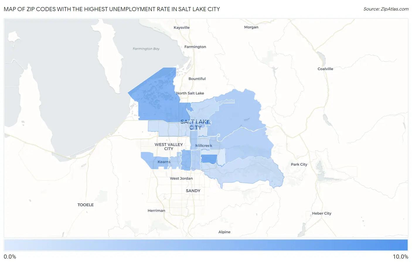 Zip Codes with the Highest Unemployment Rate in Salt Lake City Map